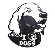 Dog Wall Clock, 12" I Love Dogs Black Metal Wall Clock, Dog Lover Gift