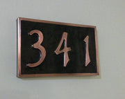 3 House Numbers Copper Address Plaque, Horizontal Custom Address Plaques