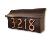 Flush Mount Patina Copper Mailbox, House Numbers on Copper Mailbox