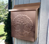 Flush Mount Vertical Copper Mailbox, Tree of Life Decorative Mailboxes