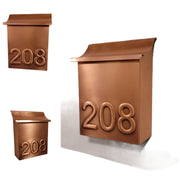 Vertical Copper Mailbox with embossed house numbers