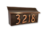 Flush Mount Patina Copper Mailbox With house numbers